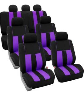 lot 41449 image: FH Group Three Row Striking Striped Full Set Car Seat Covers, Airbag Compatible & Split Ready �� Universal Fit for Cars Trucks & SUVs (Purple) FB036217
