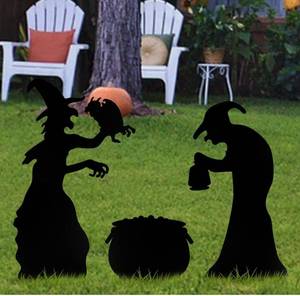 lot 41455 image: Anditoy Halloween Decorations 2 Black Witches and 1 Black Cauldron Yard Signs with Stakes for Outdoor Yard Lawn Garden Halloween Decor