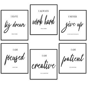 lot 41457 image: Inspirational Wall Art Motivational Wall Art Decoration Office Wall Decor, Wall Art Decor for Bedroom Living Room,Positive Quotes & Sayings Posters (Set of 6, 8X10inch, Unframed)