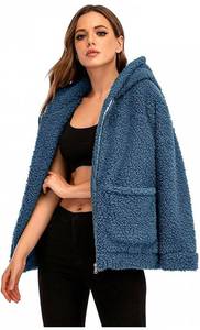 lot 41470 image: Comeon Womens Faux Fur Fleece Long Sleeve Zipper Loose Jacket Coat Winter Warm Fuzzy Shaggy Outwear with Pockets Size Large