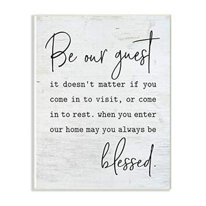 lot 41477 image: Stupell Industries Be Our Guest Home Family Inspirational Word On Wood Texture Design Wall Plaque, 12 x 18, Multi-Color