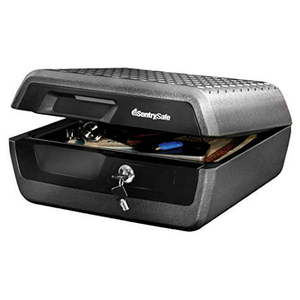 lot 41487 image: SentrySafe CHW30220 Fireproof Box and Waterproof Box with Key Lock 0.36 Cubic Feet