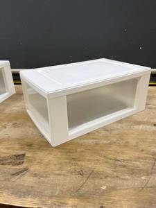 lot 41488 image: 6 Pack Iris Stacking Plastic Boxes with Drawers 8.5x13x5.5 inches