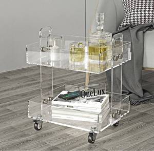 lot 58416 image: ONELUX Original Acrylic Side Table,Clear Table with Wheels,rolling storage cart,Acrylic Bedside TablesNight Stand - 41�34�48H cm