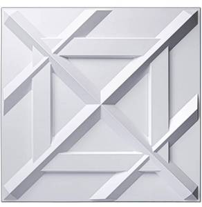 lot 58425 image: Art3d PVC 3D Wall Panel, Decorative Wall Tile in White 12-Pack 19.7x19.7