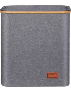 lot 58430 image: 125L XX-Large Laundry Hamper with lid - Foldable Laundry Basket with Bamboo Handles, Dirty Clothes Hamper