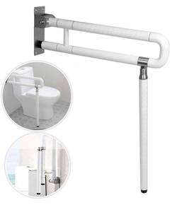 lot 58438 image: MYOYAY Toilet Grab Bar Handicap Grab Bars Rails Foldable Non-Slip Nylon Stainless Steel Flip Up Handrails with Leg Fluorescence Rings Safety Bath Grab Bar for Seniors Elderly Disabled Pregnant