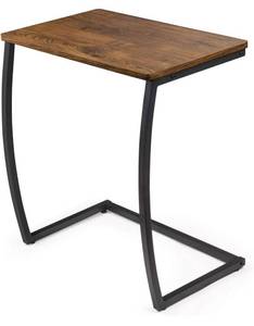 lot 58454 image: SRIWATANA End Tables Living Room, Sofa Side Couch Table, Vintage C Table for Laptop Coffee Snack, Light Walnut