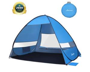 lot 58463 image: MOVTOTOP Pop-Up Beach Tent Portable Automatic Tents Sun Shelter for Hiking Camping Vacation 200x145x130cm