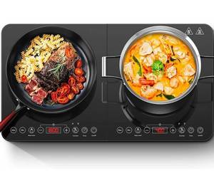lot 58467 image: Aobosi Double Induction Cooktop,Portable Induction Cooker with 2 Burner Independent Control,Ultrathin Body,10 Temperature,1800W-Multiple Power Levels,4 Hour Timer,Safety Lock