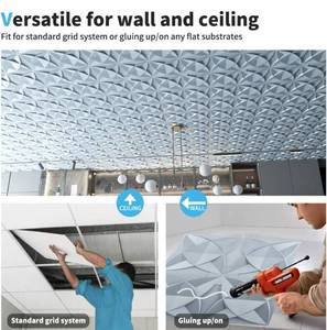 lot 60383 image: Art3d Decorative Ceiling Tile 2x2 Glue up, Suspended Ceiling Tile Pack of 12pcs Gray Floral