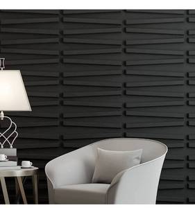 lot 60384 image: Art3d PVC Black Textured 3D Wall Panels for Interior Wall Decor in Living Room,Bedroom,Pack of 12 Tiles 32 Sq Ft