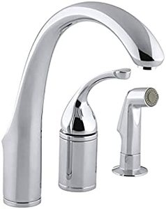 lot 60386 image: KOHLER Forte Polished Chrome 1-Handle High-Arc Kitchen Faucet with Side Spray