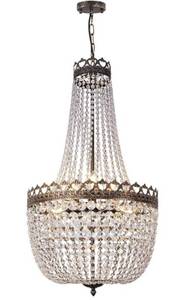 lot 60397 image: Wellmet Crystal Chandelier Lights, 9-Light French Empire Country Foyer Chandelier Pendant, Hanging Ceiling Lighting Fixture for Dining Living Room Bedroom Kitchen, 35H x 19.69W, Antique Bronze