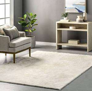 lot 60399 image: nuLOOM Loni Solid Machine Washable Shag Area Rug, 5 x 8, Cream