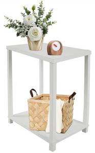 lot 60406 image: ECOMEX 2-Tier White End Tables,Side Table Living Room,Nightstands Table with Storage Shelf for Living Room,Bedside Table for Bedroom,Small Coffee Table for Coffee Bar,White