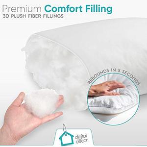 lot 60423 image: Digital Decor Set of 2 Premium Gold Hotel Pillows for Sleeping- Made in USA - Hypoallergenic Standard Size Pillows with Down Alternative Fiber Fill for Side & Back Sleepers - Plus 2 Free Pillowcases