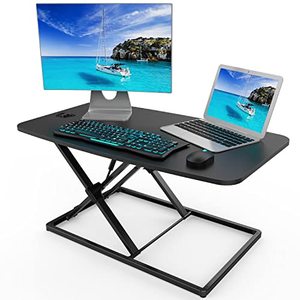 lot 60424 image: Standing Desk Converter Adjustable Height Desk Riser, Sit Stand Desk Dual Monitor and Laptop Workstation, Ergonomic Desk Tabletop Computer Workstation Home Office Desk (31in)