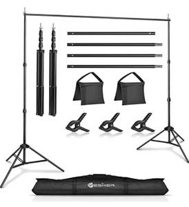 lot 60431 image: Yesker 10ft Adjustable Photo Studio Backdrop Stand Background Support System Kit with Carry Bag for Photo Studio Party Wedding