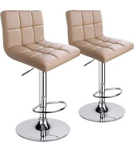 lot 69288 image: Leopard Bar Stools, Modern PU Leather Adjustable Swivel Bar Stool with Back , Set of 2 (Khaki)- Need 4 Look at lot 69287