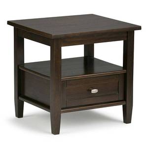 lot 69290 image: Simpli Home - Warm Shaker Rectangular Wood 1-Drawer End Table - Tobacco Brown