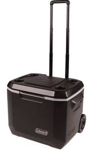 lot 69297 image: Coleman Rolling Cooler  50 Quart Xtreme 5 Day Cooler with Wheels  Wheeled Hard Cooler Keeps Ice Up to 5 Days, Black