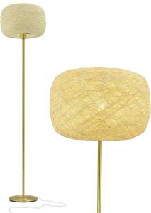 lot 69301 image: Brightech Rowan Elegant Floor Lamp �� Modern Unique Thread Shade Matches Boho, and Mid-Century D�cor �� Free Standing LED Light for Living Rooms and Bedrooms �� Tall Indoor Lamp Gets Compliments - Brass