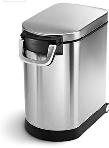 lot 69305 image: Simplehuman 25-Liter Brushed Stainless Steel Pet Food Storage Can�� 18.1 x 10.4 x 19.4 inches