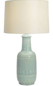 lot 69307 image: D�cor Therapy TL14117 Patterned Ceramic Table Lamp, Soft Green Glaze