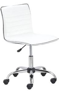 lot 69313 image: BTEXPERT BTExpert Swivel Mid Back Armless Ribbed Designer Task Chair Leather Soft Upholstery Office Chair - White
