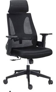 lot 69323 image: Raynesys Ergonomic Desk Chair for Heavy People, 350 LBS Capacity with Wide Seat and Fixed Armrests for Home Office, Comfortable Headrest, Lumbar Support, Tilt Function, Black & Black