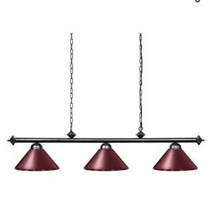 lot 72177 image: Wellmet Pool Table Lights for 89 Table with 3 Metal Shades, Billiard Lamp for Man Cave, Game Room, Kitchen Island Light for Restaurant Or Dining Room (Burgundy, 59 inch-3 Lights)