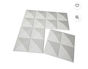 lot 72178 image: Art3d PVC 3D Wall Panel, Decorative Wall Tile in White 12-Pack 19.7x19.7