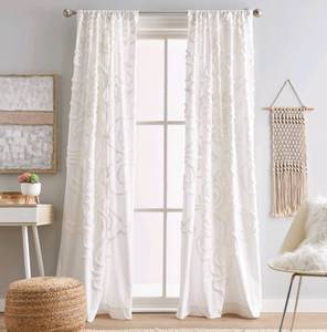 lot 47002 image: GATES TUFTED CHENILLE POLETOP CURTAI. PANEL PAIR