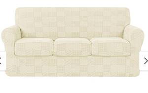 lot 47003 image: Subrtex Sofa Cover Stretch Slipcover with 3 Separate Cushion Covers- Retail$75.48