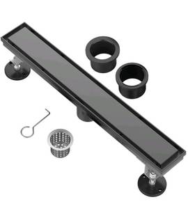 lot 47007 image: QUARTA MATTE BLACK STAINLESS STEEL LINEAR TILE IN GRATE