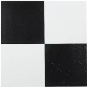 lot 47011 image: Achim Tivoli 12 x12 1.2mm Peel & Stick Vinyl Floor Tiles 40 Tiles45 Sq. Ft. Black & White