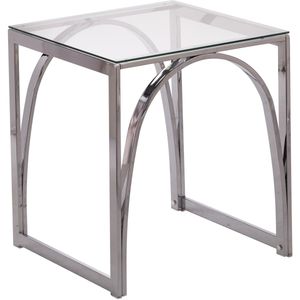 lot 47013 image: SEI Stevenly Square End Table, 22H x 19W x 19D, Chrome