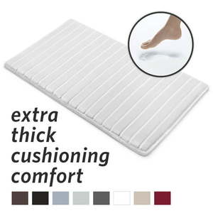 lot 47038 image: Microdry Luxury Charcoal Infused Memory Foam Bath Mat With Griptex Skid-Resistant Base, 21 X 34, White