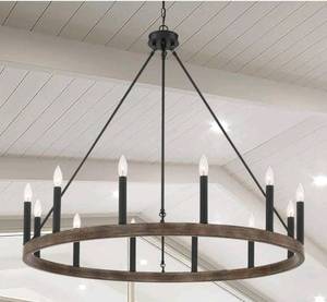lot 47076 image: ACROMA 12 LIGHT 40 IN MODERN FARMHOUSE WAGON WHEEL