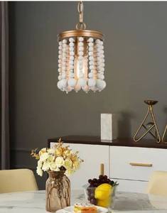 lot 47207 image: Coasa Mid Century Modern Wood Beads Pendant Light Item A03871