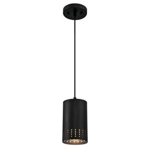 lot 47208 image: Westinghouse Lighting 6356600 1 Light Mini Pendant Matte Black Finish with Perforated Metal Shade