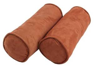 lot 47241 image: Copper Grove Elk Island Earthtone 8 x 20-inch Corded Microsuede Bolster Pillow and Inserts (Set of 2)