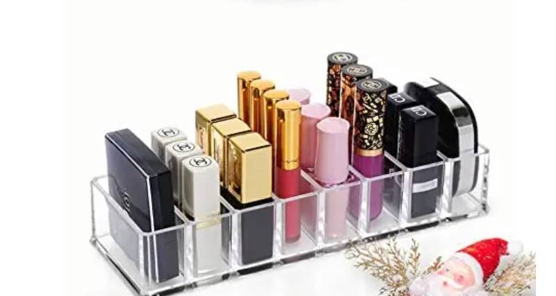 lot 58010 image: 2 Clear Acrylic Compact Makeup Organizer Blushes Highlighters Eyeshadow Lipsticks Makeup Organizer 8 Spaces Clear Makeup Drawer Organizer Countertop Makeup Holder Organizer For Vanity