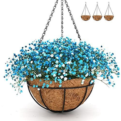 lot 58058 image: 3Pack14inch Metal Hanging Planter Basket with Coco Coir Lier & Non-Woven Fabric Water Retention with Chain Porch Decor Folwer Pots Hanger Garden Decortion Indoor Outdoor Watering Hanging Baekets��