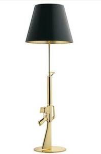 lot 16041 image: ASSAULT RIFLE FLOOR LAMP GOLD PLATED