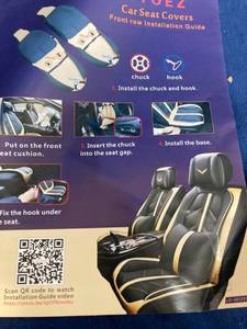 lot 16047 image: OTOEZ CAR SEAT COVERS 2 FRONT SEAT ONLY COLOR - BLACK AND CREAME