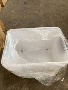 lot 16049 image: 22x16x14 PLASTIC STORAGE WITH LOCKING LIDS AND WHEELS