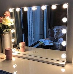 lot 16051 image: FENCHILIN Vanity Mirror with Lights, Hollywood Lighted Makeup Mirror with 15 Dimmable LED Bulbs for Dressing Room & Bedroom, Tabletop or Wall-Mounted, Slim Metal Frame Design, White