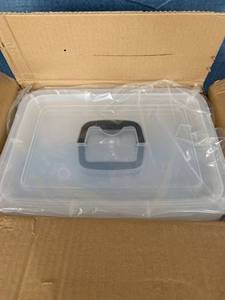 lot 16070 image: Set Of 4 Small Clear Storage Containers With Lids And Handles